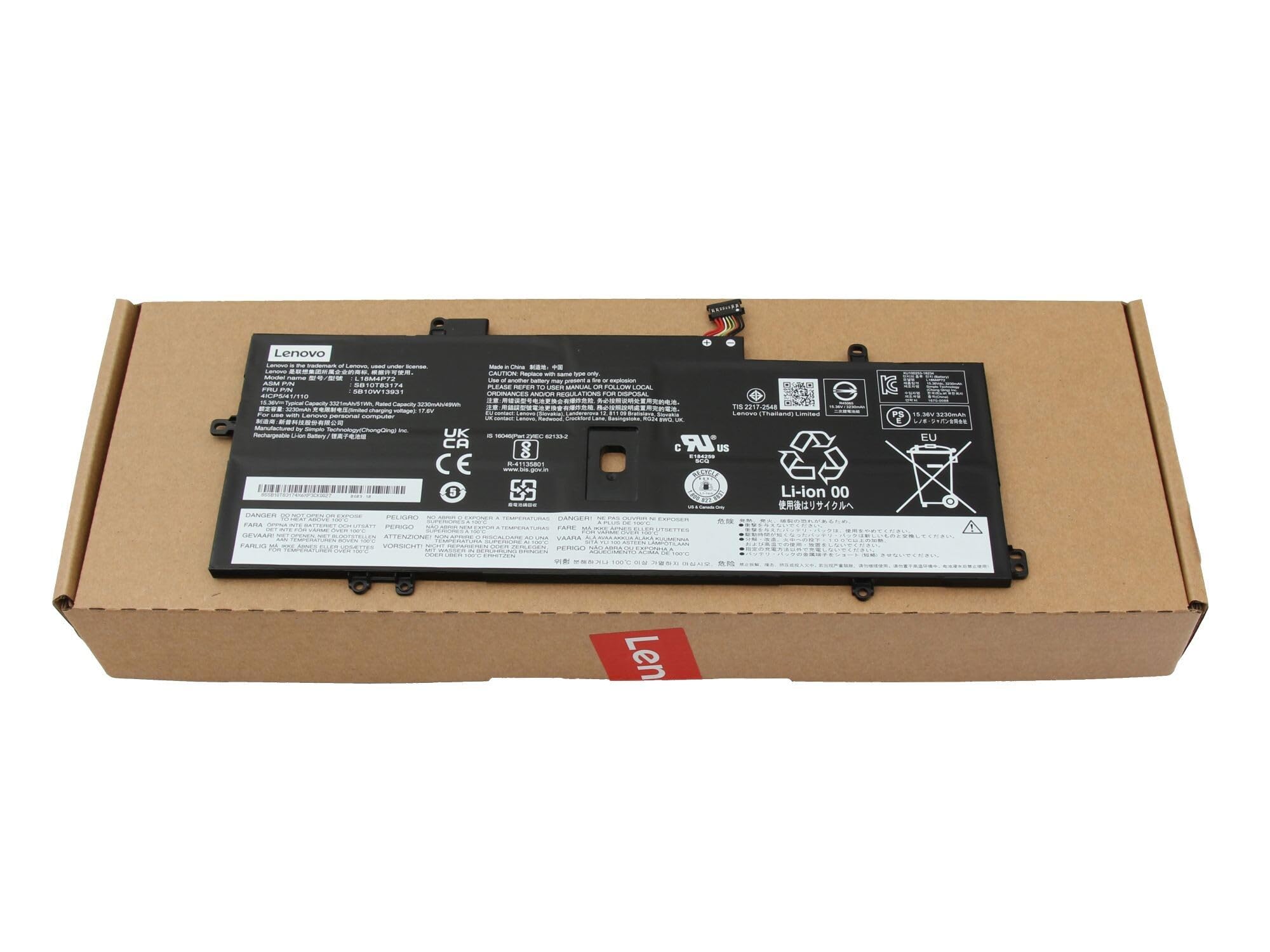Batterie 51Wh Original pour Lenovo ThinkPad X1 Carbon 7th Gen (20QD/20QE)