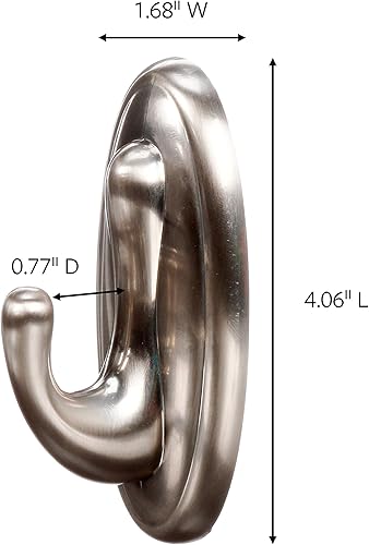 Miniatura 2 de Command Ganchos para barra de cortina, grandes, níquel cepillado, 2 ganchos, 2 tiras, paquete de 2, decora sin daños