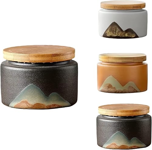 Juego de pequeñas urnas de 4-2 pulgadas de cerámica decorativas para recuerdos 4 piezas, capacidad 8 pulgadas cúbicas Urna conmemorativa para