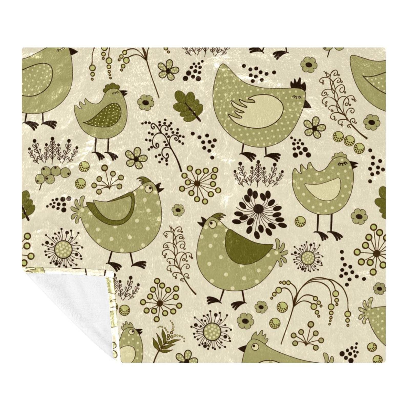 Couverture poulet au jardin douce pour enfant et adulte, idée cadeau originale 150x130cm