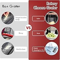 Vista 7 de Ourokhome Rotary Cheese Grater Hand Crank, Kitchen Shredder Speed Mandolin Slicer Ice Shaver with Handle and Drum Blades for Cheese, Vegetable