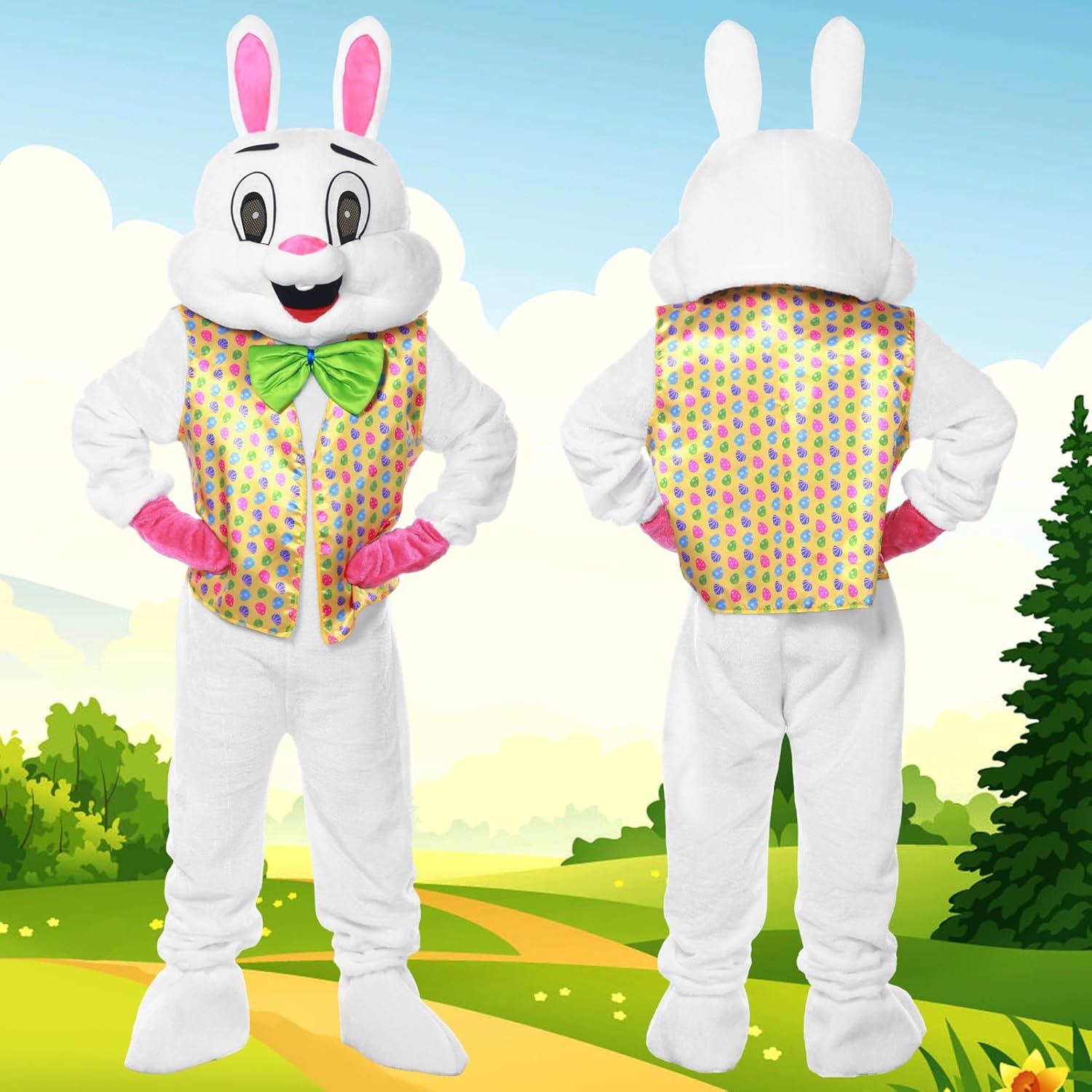 Easter Bunny Costume Adult,6 Pcs Easter Rabbit Bunny Suit Mascot Fancy Dress - Image 7