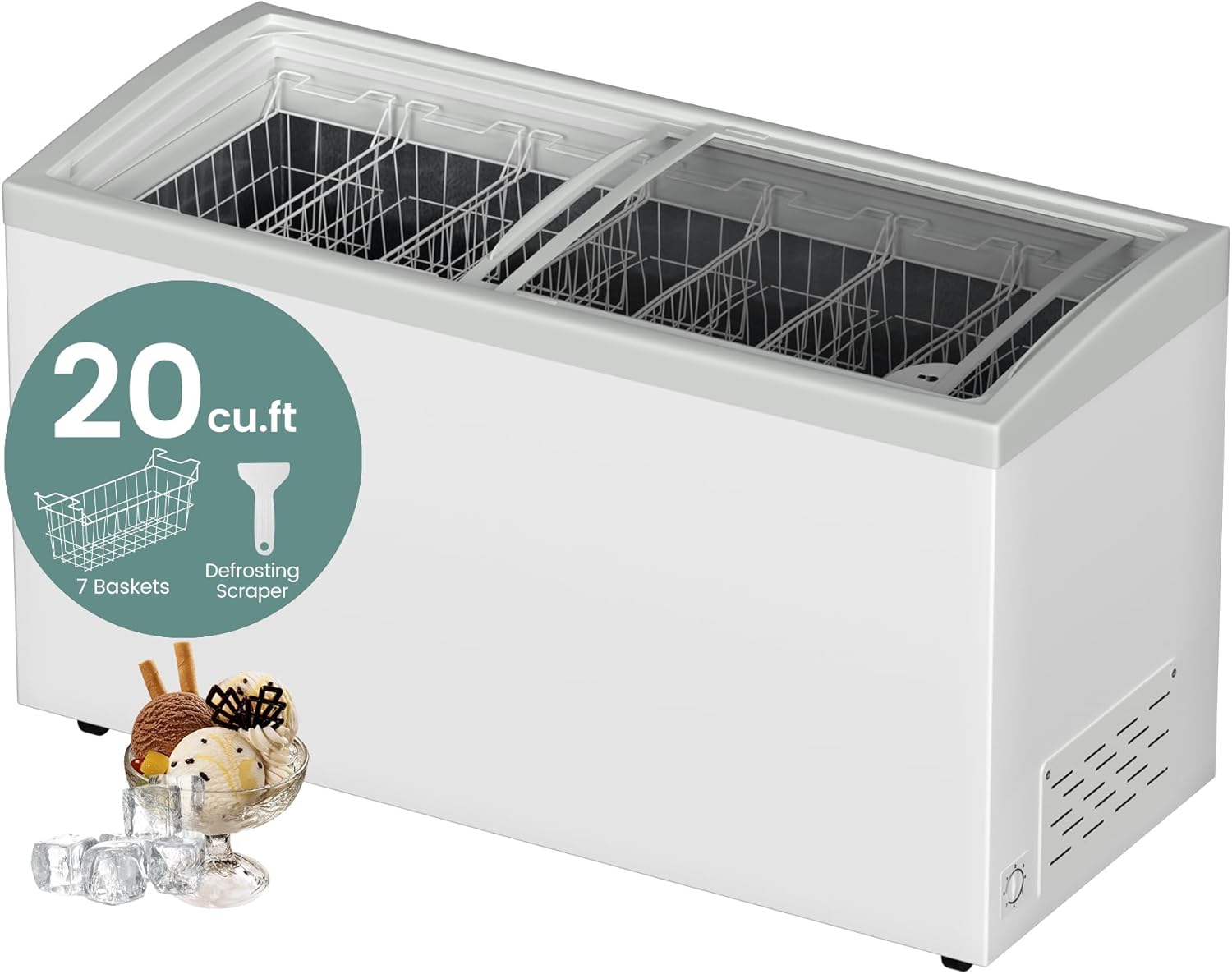 KICHKING 71in Commercial Freezer 20 Cu.ft Ice Cream Display