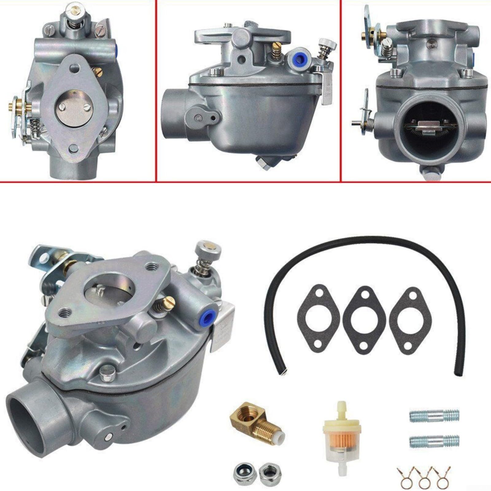 Vergaser 533969M91 für Traktor 8N9510C MF35 MH50 MF50 MF135 MF150 TSX882 TSX33, inkl. Ölfilter Dichtungen Zubehör, Lochabstand 54mm, Ersatzteil Landwirtschaft Industrie