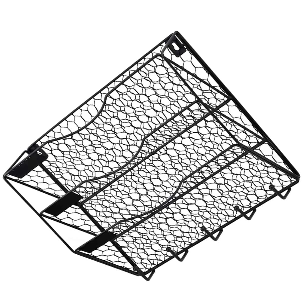 2 pezzi portaoggetti in metallo, ganci for cestini cartelle porta ufficio portaoggetti organizer da parete porta posta in filo nero for tasca in rete riviste carta ufficio, giornali, cartelle sospese