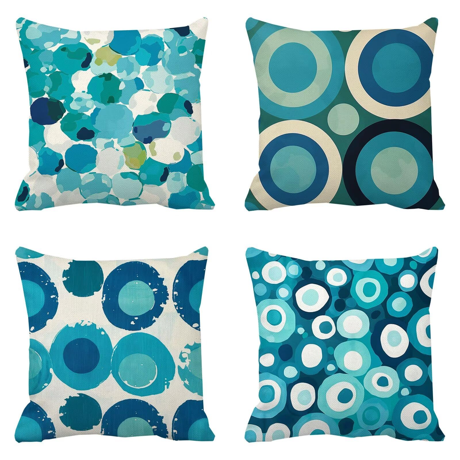 Housse de coussin pour canapé turquoise 55x55 cm imperméable pois