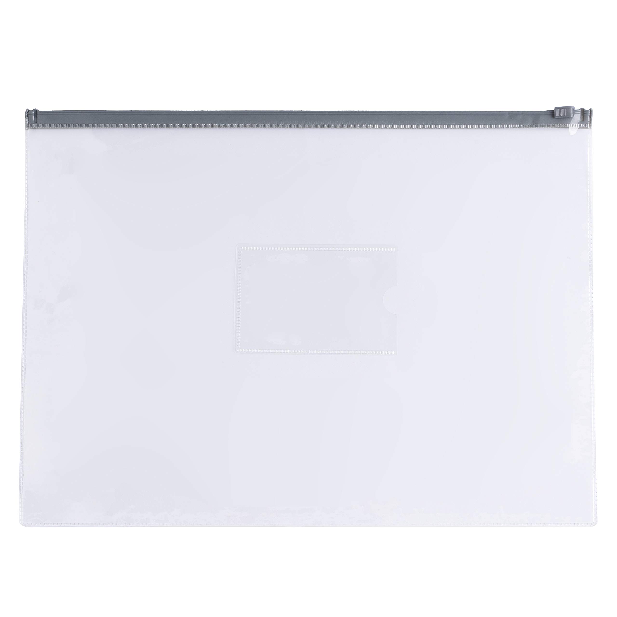 Pack of 12 A4 Clear Zippy Bags with Grey Zip