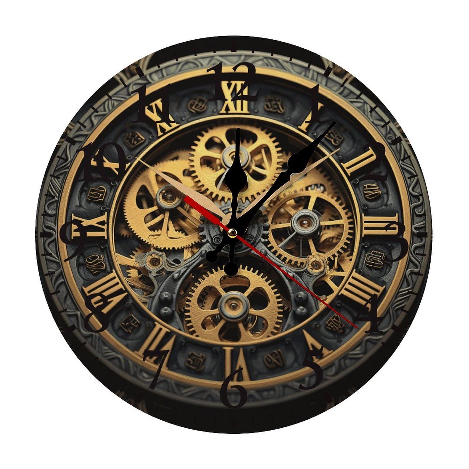 NTVOWPZO 10 Inch Wall Clock Clock Gear Battery Operated Wall Clocks Silent Non-Ticking Round Wall Clock for Living Room Kitchen Home Office Wall Decorative Clock