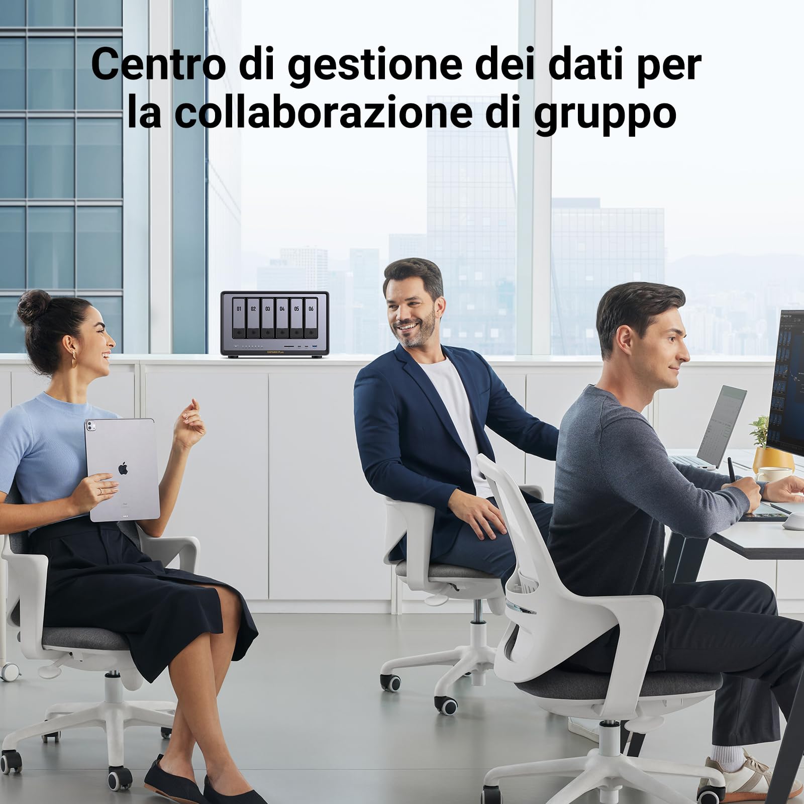 UGREEN NASync DXP6800 Plus NAS 6 vani per creator e uffici (senza HDD) | Intel Core i3-1215U, 10GbE + 2,5GbE, 8GB DDR5 fino a 64GB, SSD 128GB, 2×M.2 NVMe, HDMI 4K