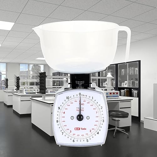 Miniatura 6 de Tada Báscula analógica de alimentos de 11 libras, esfera mecánica, taza de medición extraíble, función de tara, apta para cocina