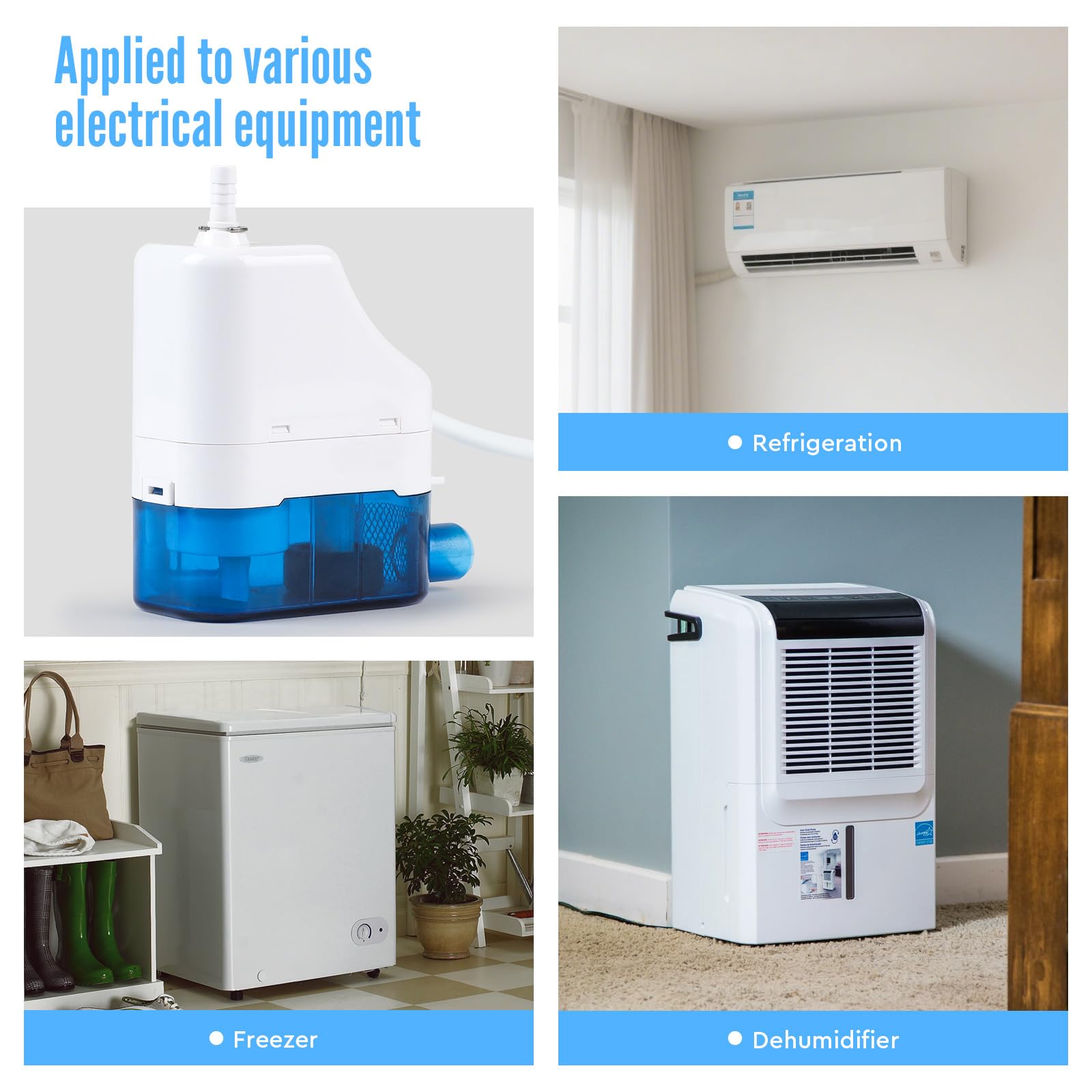 SWAWIS Pompa della Condensa per Condizionatore, 19dB Pompa di Scarico Condizionata Automatica con 70ml Serbatoio dell'Acqua, Portata Massima 24L/h, Prevalenza 10m, per Condizionatori d'Aria 10kW