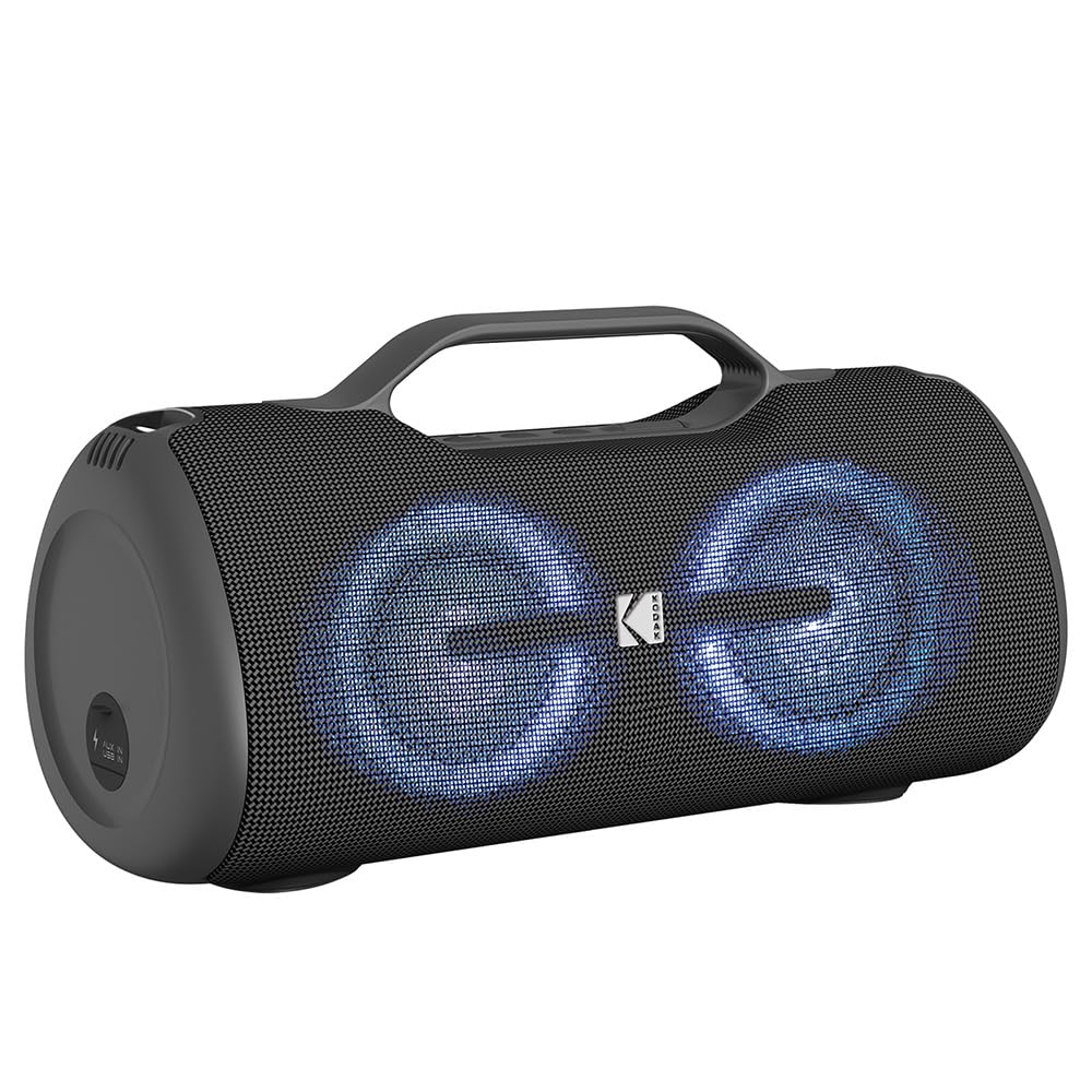 KODAK PWS-2248 Bluetooth Speaker 60W - DSP Bass Boost, IPX5 Waterproof, 8-10Hr Battery, TWS Stereo, 10m Range, 3600mAh, AUX & USB Input, LED Lights, USB-C Charging