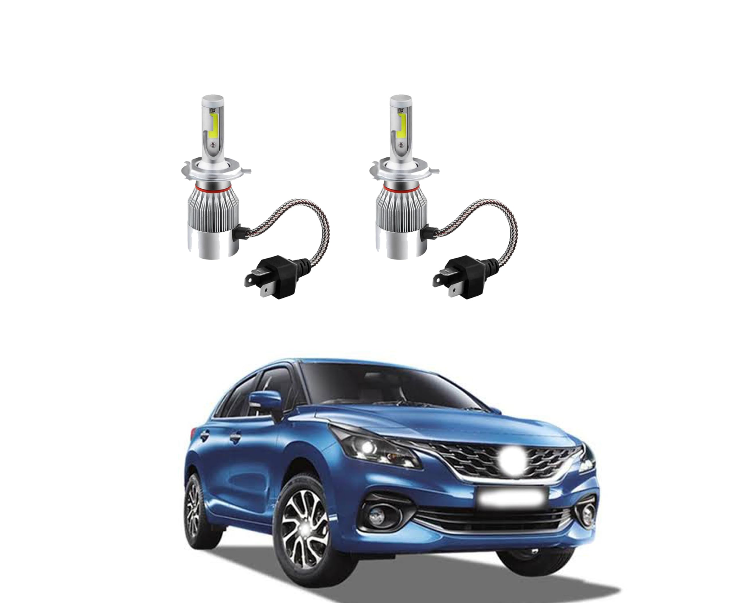 C6 H4 LED Headlight Bulbs for Maruti Suzuki Baleno, Pack of 2Pcs | COB LED Technology, Bright White Light, Easy Installation, Plug and Play, Aluminium Heat Sink-image-24