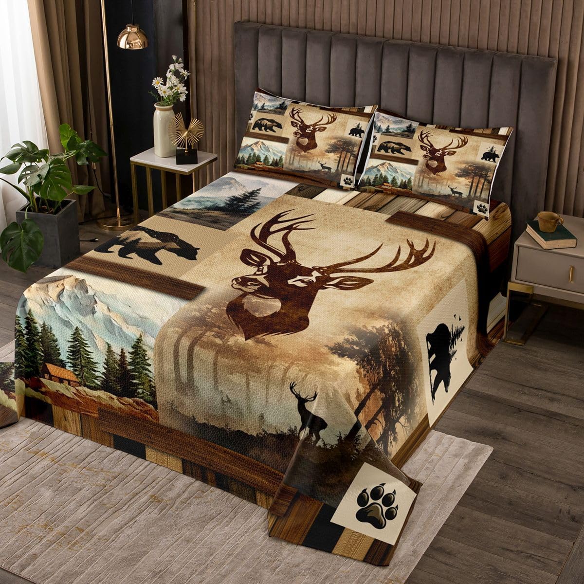 jejeloiu Black Floral Bedspread Romantic Pillowcase Twin Size