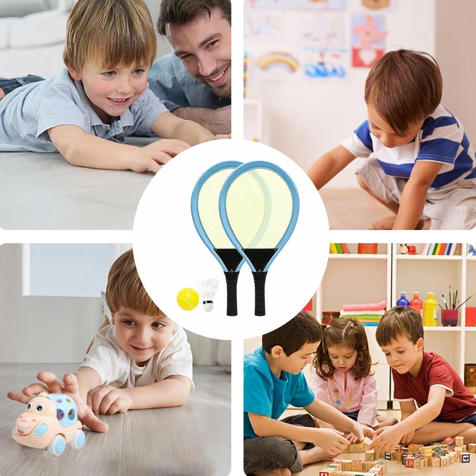 Set da tennis per bambini | Set Di 2 Racchette Da Tennis Con Palla E | Volani da badminton per bambini, giochi da giardino per bambinni Gioco da campeggio