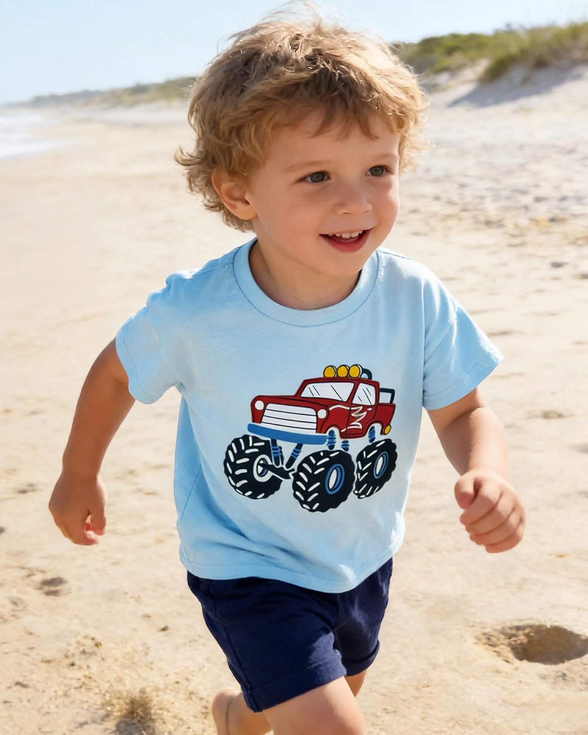 Coco&RARA Toddler Baby Boy Clothes Cute Drop Shoulder Short Sleeve T-Shirt Outfits Micro Flare Shorts Sets 6M-4T