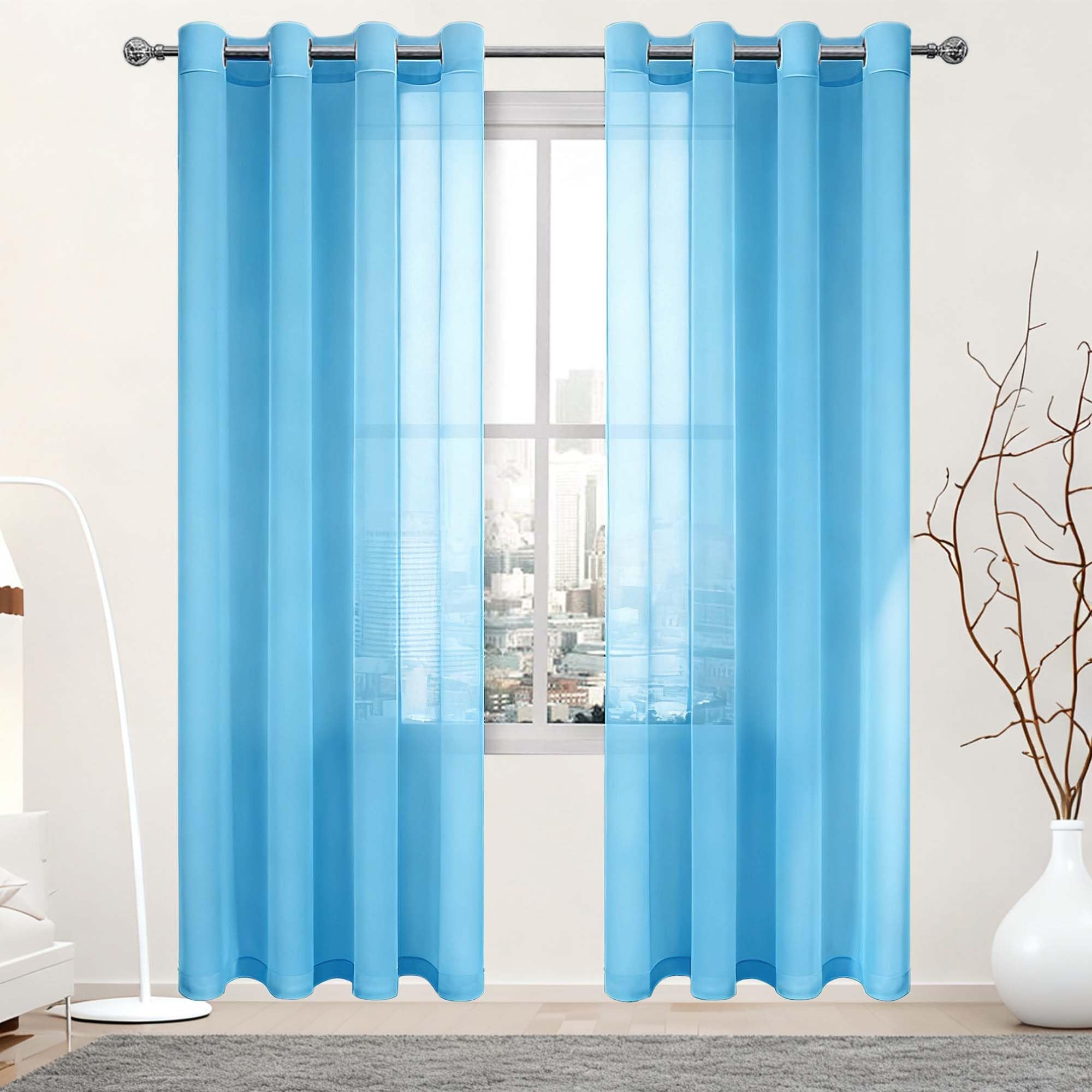 Voilage fenetre 230 x 130 bleu ciel rideau haut de gamme doux esthétique