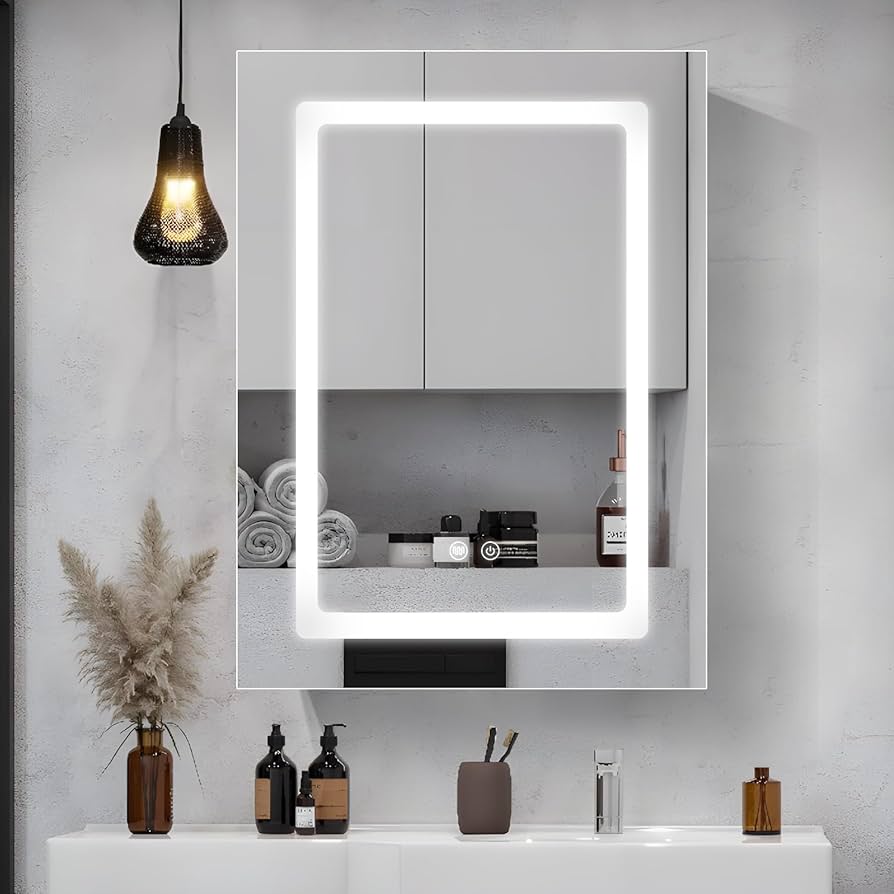 ★新品未使用☆＊ＬＥＤ照明付きミラーキャビネット Amazon.co.jp: LED洗面化粧台 ミラーキャビネット 鏡とLEDライト