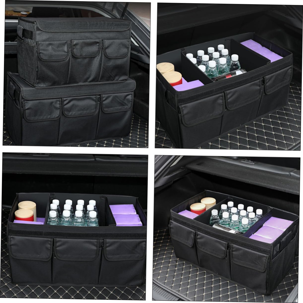 Zerodeko Organizer Box per Bagagliaio Auto, Scatola Organizer Oxford Nero, Grande Capacità, Pieghevole e Pratica per Riordino Rapido in Auto e Casa