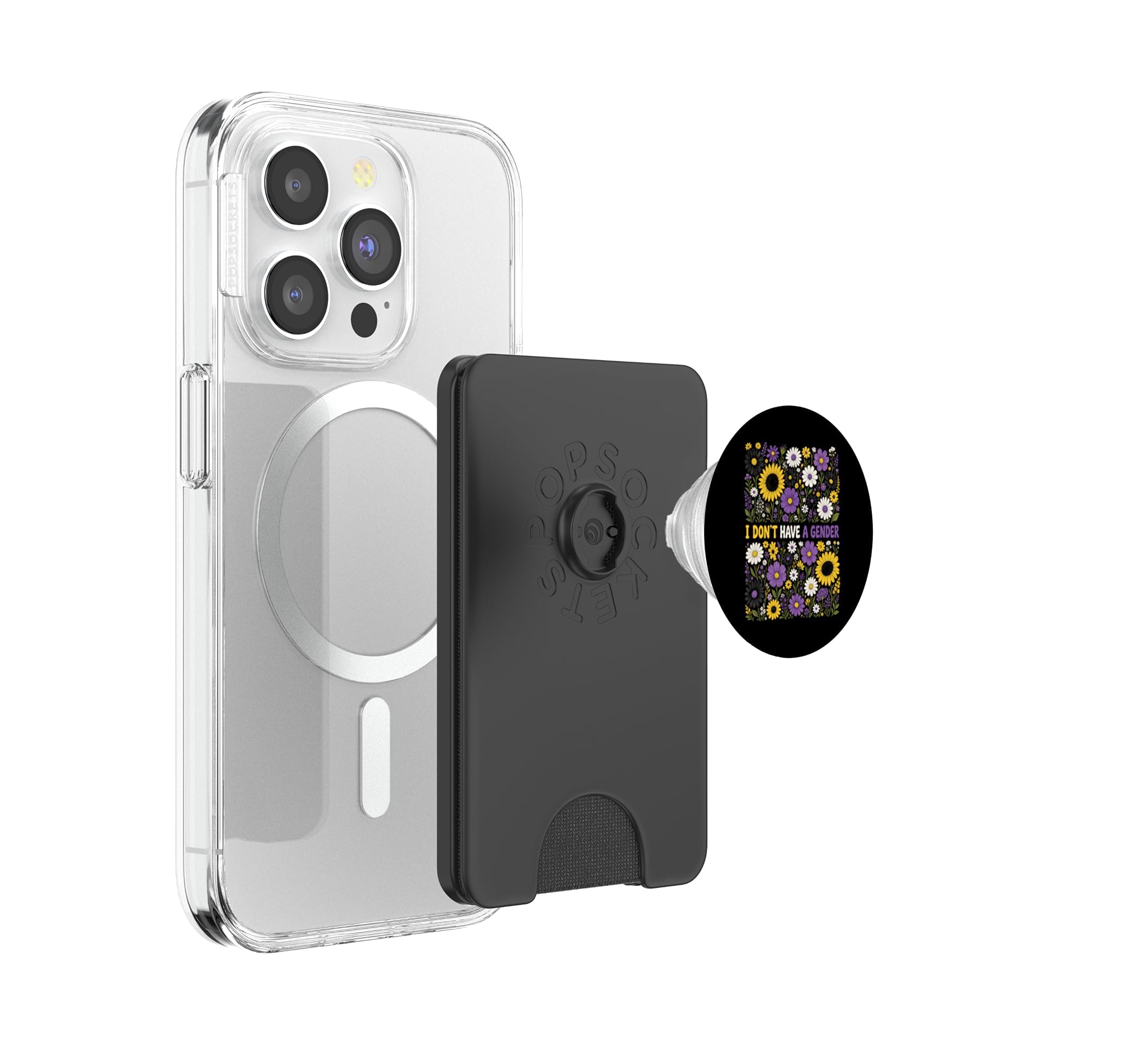 No Tengo un género no Binario Pride Floral PopSockets PopWallet para MagSafe