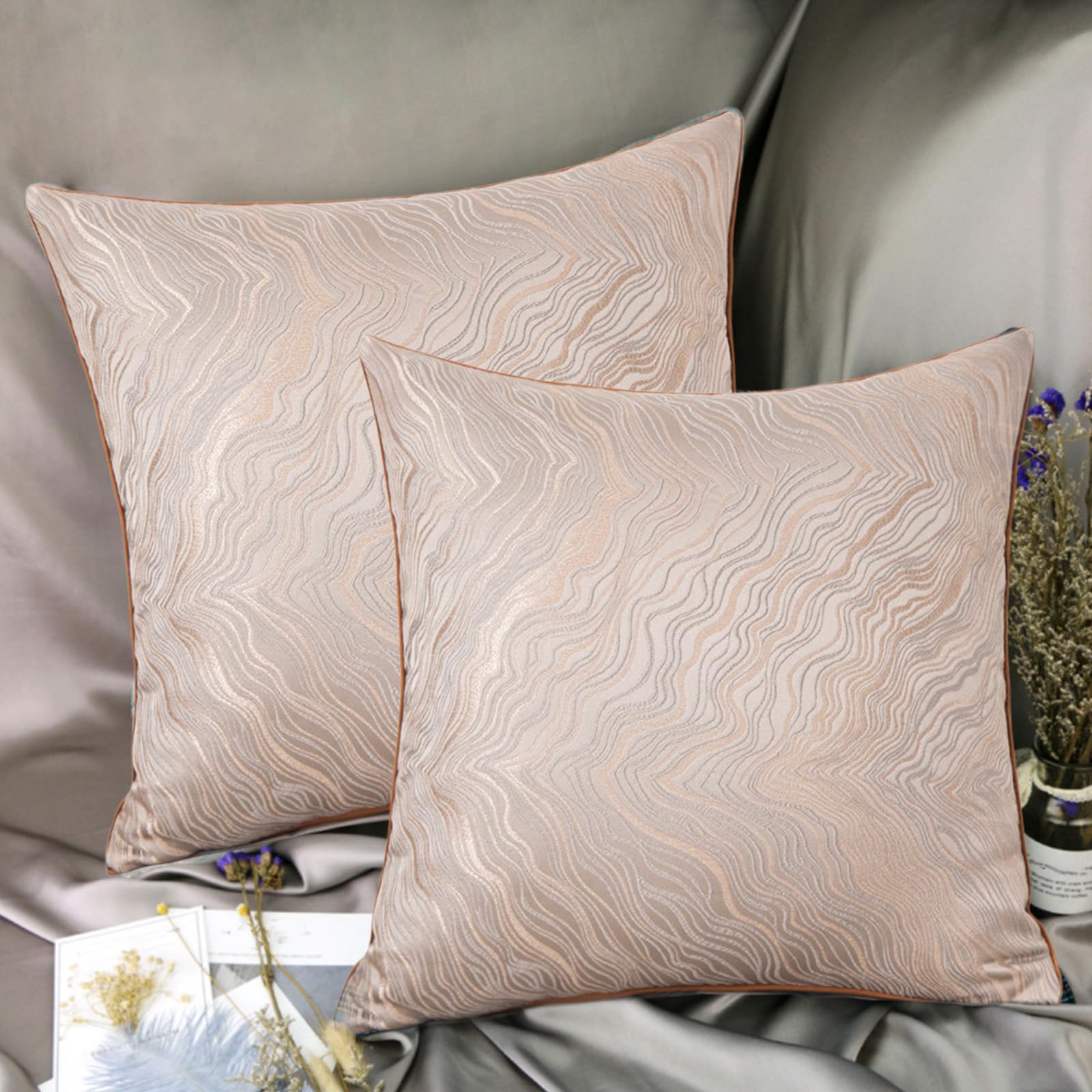 Traziewell Silver Grey Cushion Covers Set of 2 Soft 45x45 cm 18x18 Inch Decorative Throw Pillow Cases Home Decor Square Cushion Case for Couch Sofa Living Room Bed 611 — image 1
