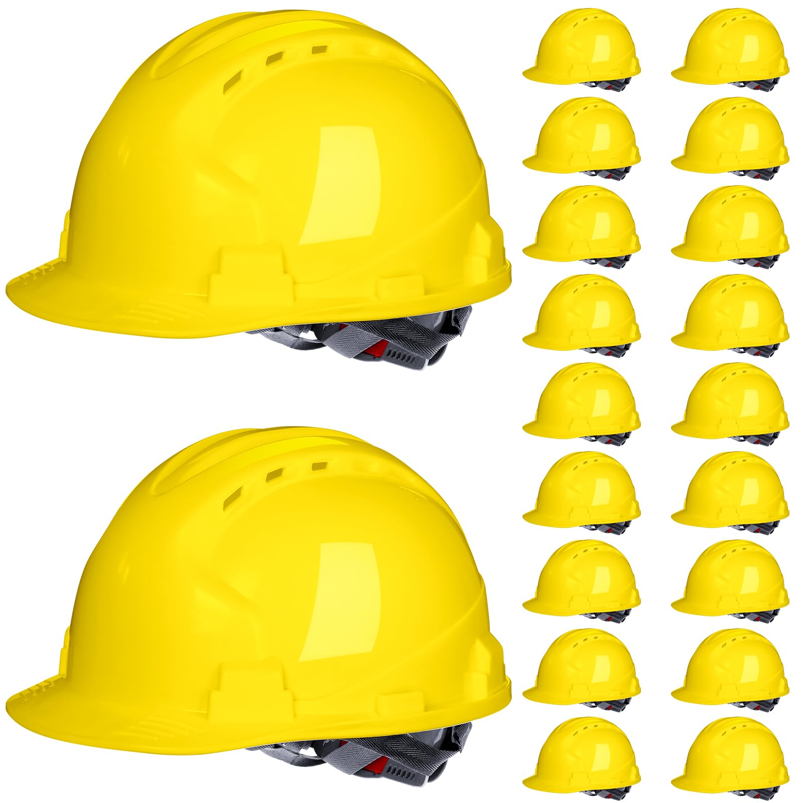 Leumoi 20 Pack Hard Hat Bulk 4-Point ABS Safety Helmets Adjustable