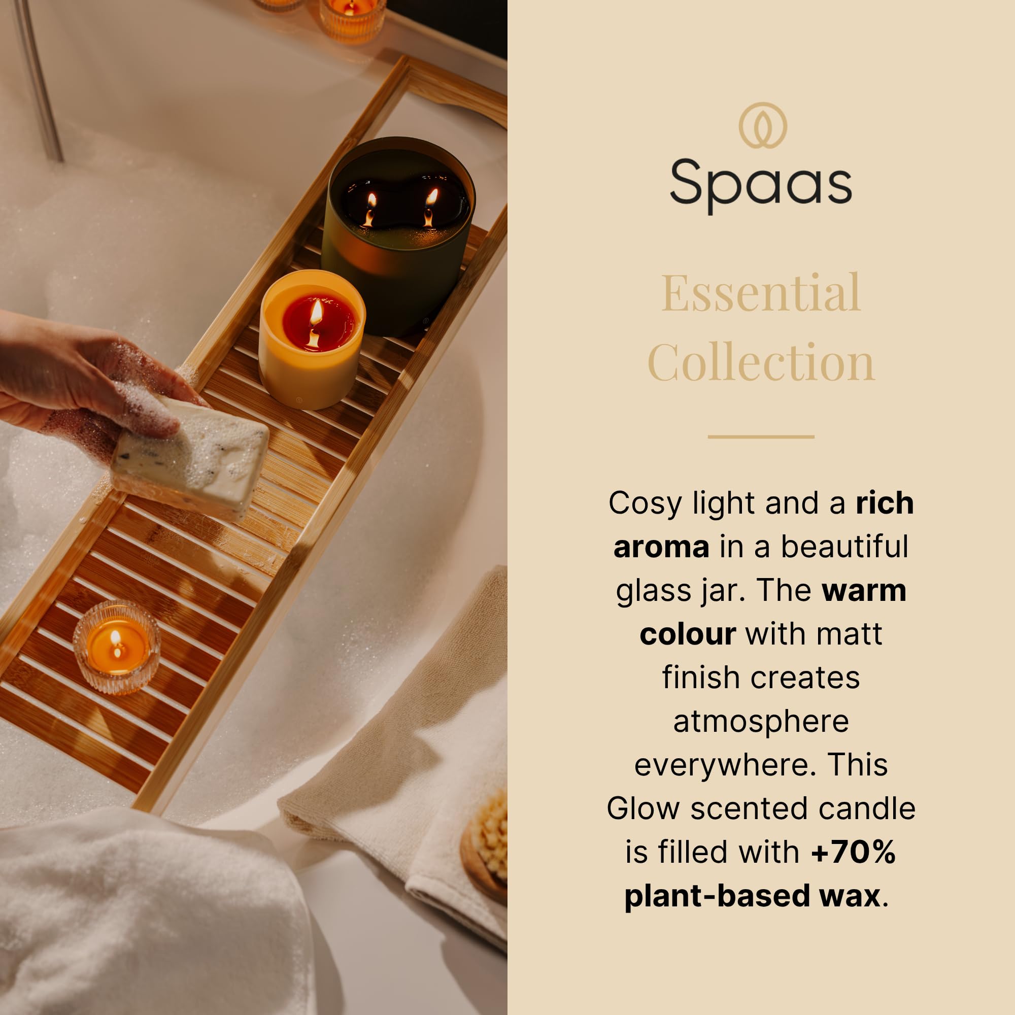 Spaas 6 candele profumate Glow, ± 35 ore, deliziosa alba, cocco e foglia di fico