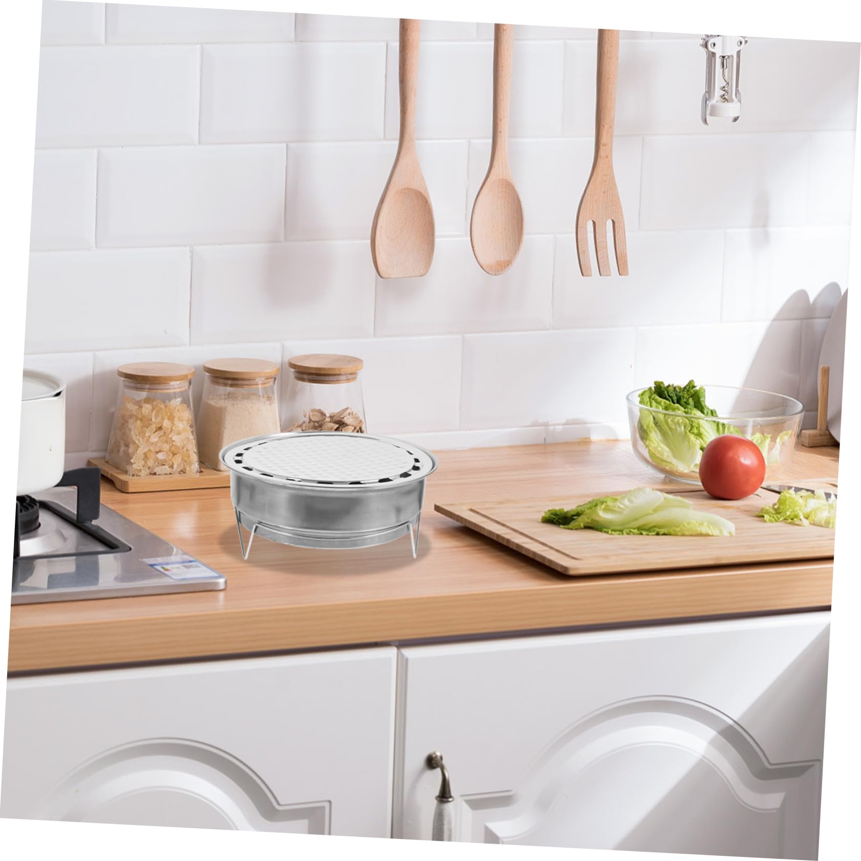 VICASKY 1 Set Portable Barbecue Grill Outdoor Camping Pot Stainless Steel Grill Stove Easy-clean Surface Safe Design