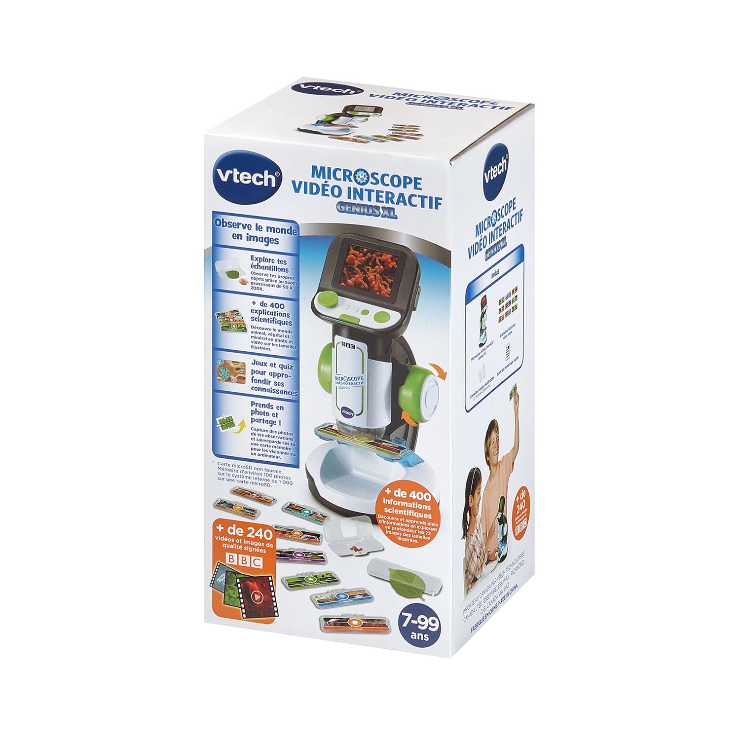 VTech - Genius XL Microscope Vidéo Interactif, avec Écran Couleur Numérique, Photos et Vidéos de la BBC, Jouet Scientifique Éducatif, Cadeau Enfant Dès 7 Ans - Contenu en Français