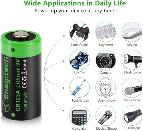 Miniatura 3 de CR123A - Batería de litio de 3 V, batería de litio de 123 voltios, para sensor de seguridad del hogar, sensor de movimiento, cerradura de puerta,