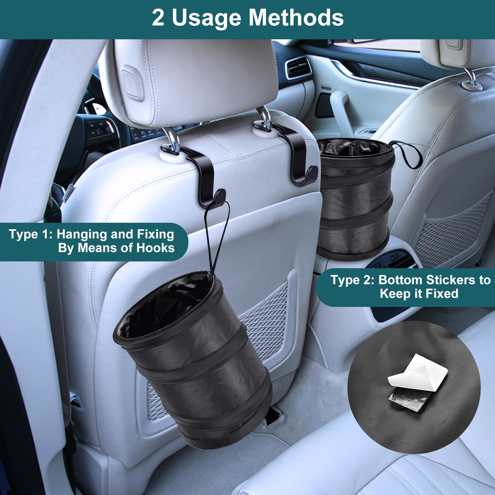 Cubo De Basura Para Coche De Tela Oxford Impermeable - Varios Colores, Diseño Elegante, Práctico Para Mantener El Interior Ordenado