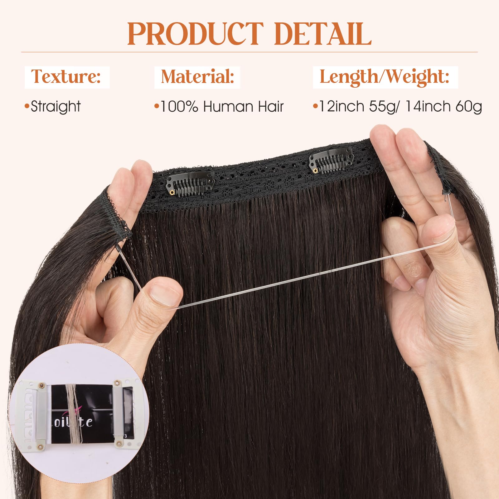 Real Human Hair Halo Extensions 12 Inch Short Wavy Adjustable Wire Amazon.com : BUPPLER Halo Hair Extensions 12 Inch Invisible  main image 2