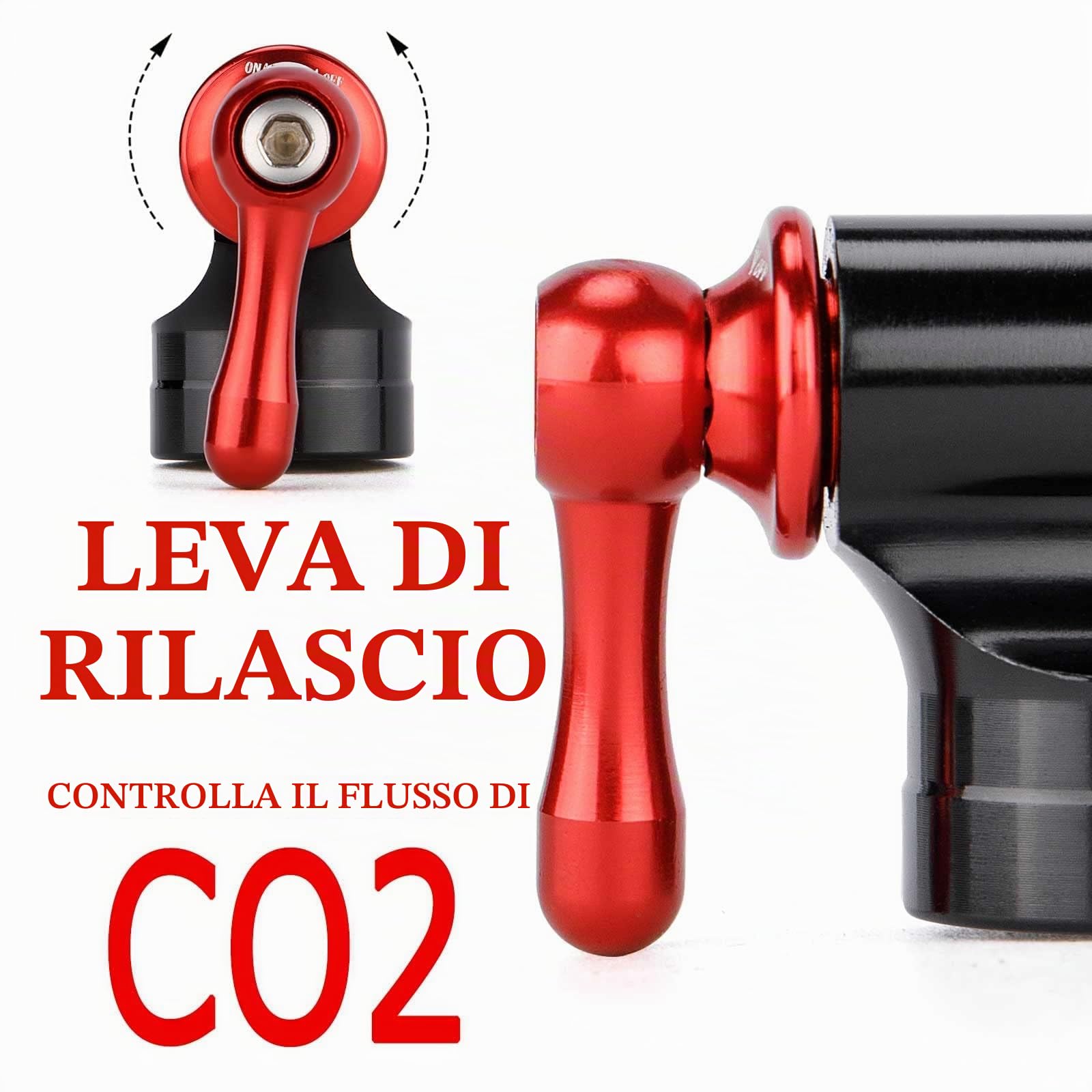 Pompa CO2 portatile Kit di gonfiaggio con cartucce 5x16g per pneumatici bici - Valvole Presta e Schrader
