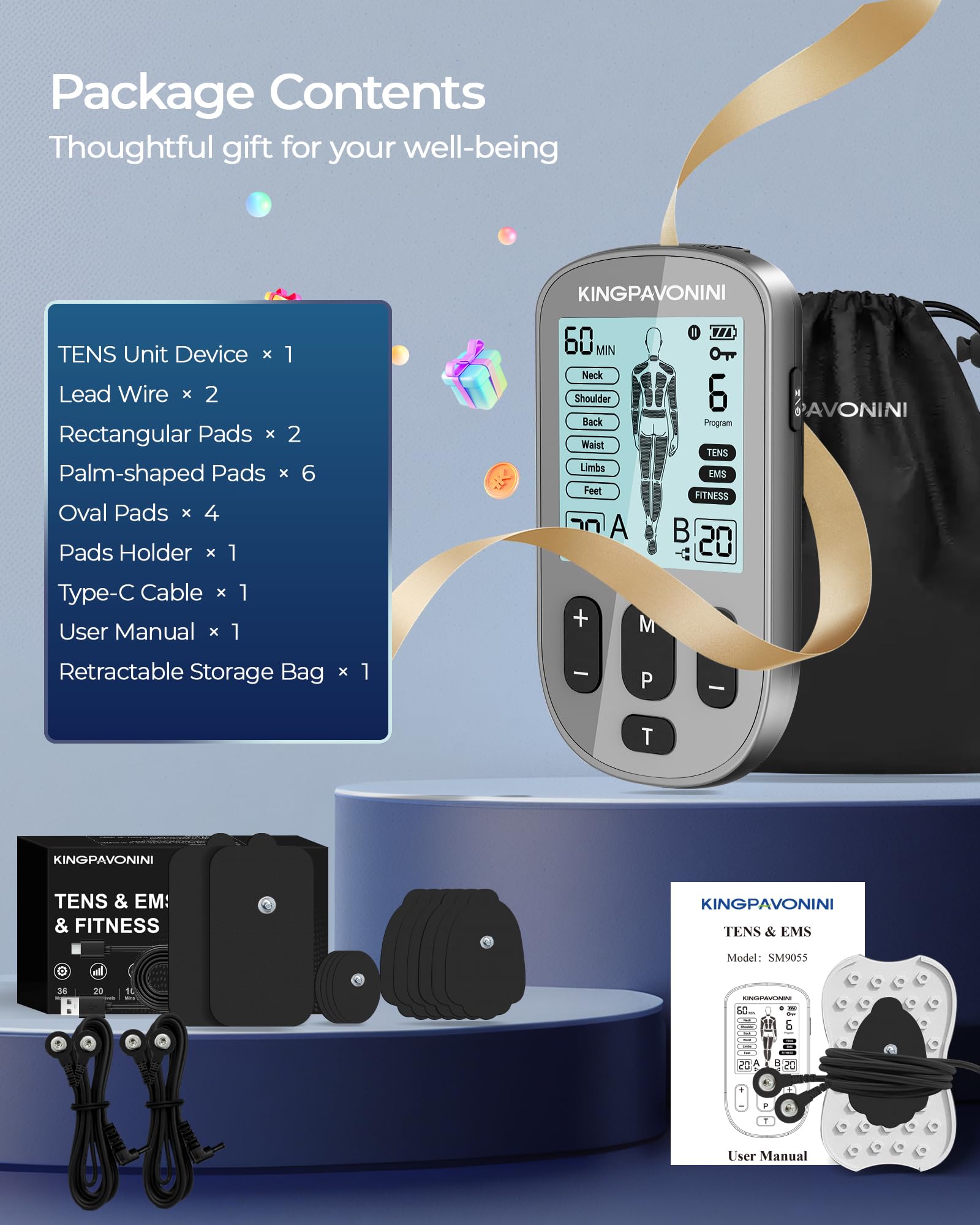 KingPavonini TENS Unit: Back Pain Relief & Muscle Stimulation -9