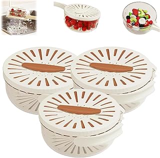 Cuenco de fruta genérico con malla de baloncesto, cocina de frutas Vegetable Draining Basket with Lid, Multifunctional Fruit and Vegetable Washing Bowl Withs plegable Handle