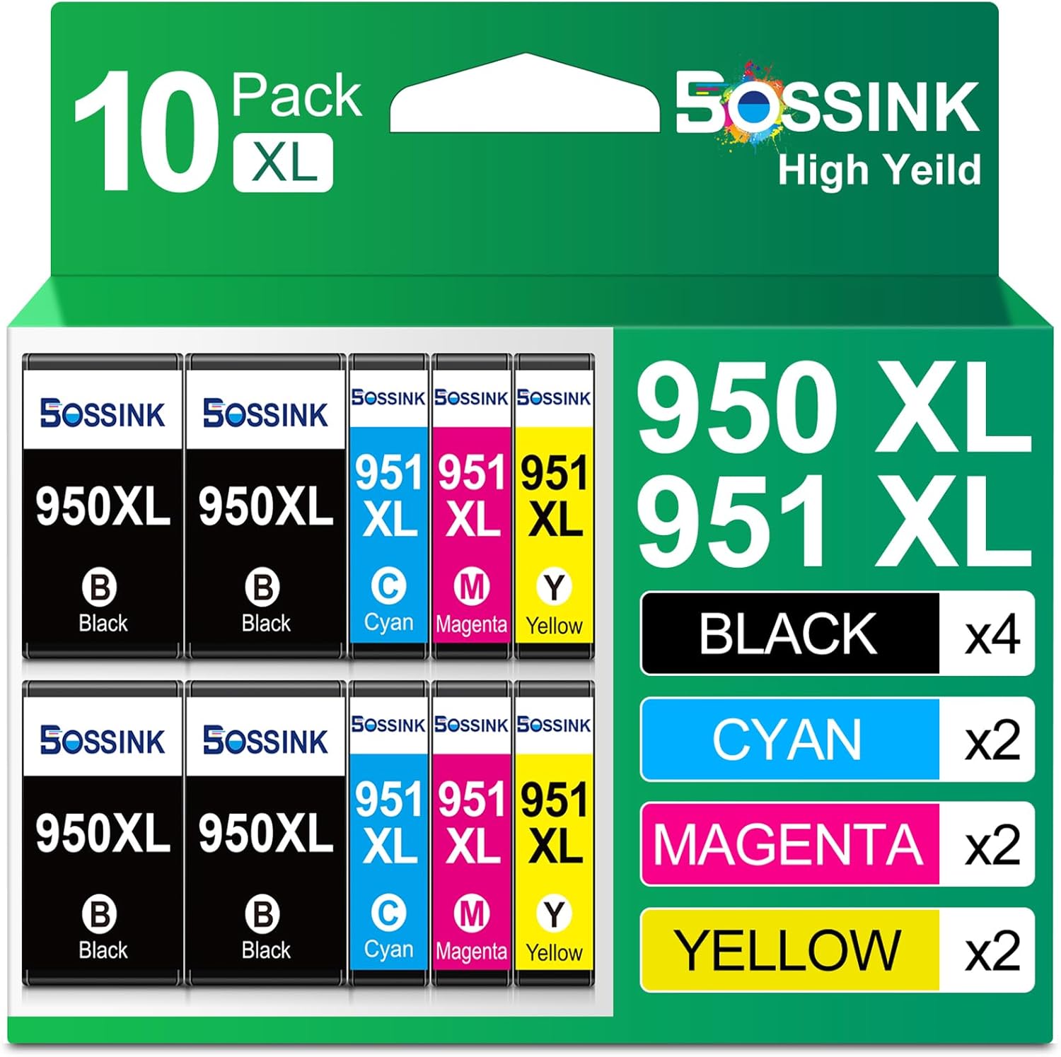 970XL and 971XL Ink Cartridges Compatible for HP 970 971 XL High Yield Work for HP OfficeJet Pro X451dw X451dn X476dw X476dn X576dw X551dw Printer (4-Pack,1BK1C1M1Y)