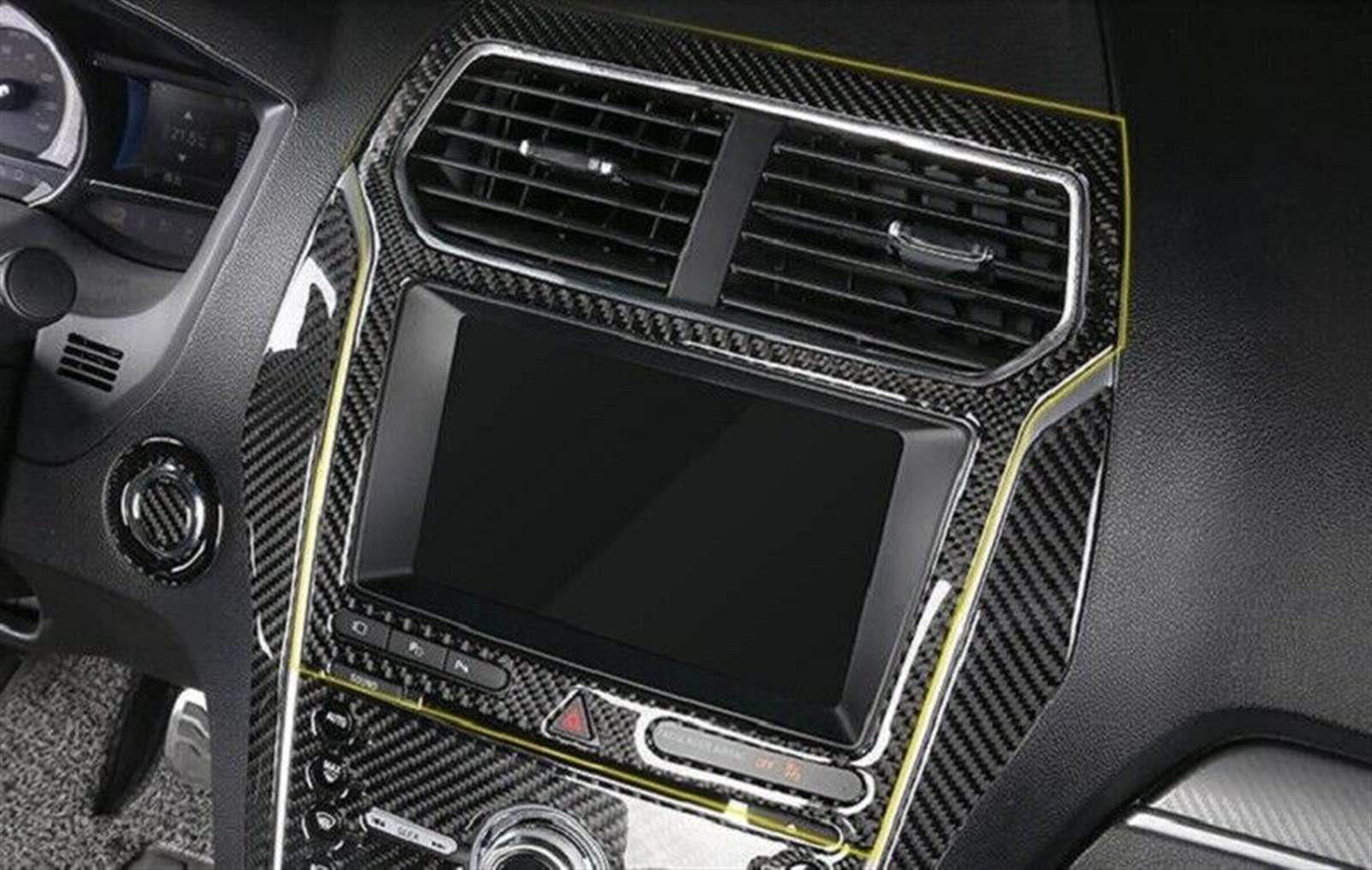 Garniture De Couverture Panneau Navigation GPS Voiture Intérieure en Fiber Carbone Véritable pour Ford pour Explorer 2013 2014 2015 2016 2017 2018