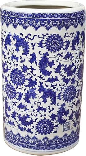 Paragüero de porcelana, soporte de paraguas de porcelana azul y blanco, soporte tradicional para sombrilla de entrada, organizador de paraguas de