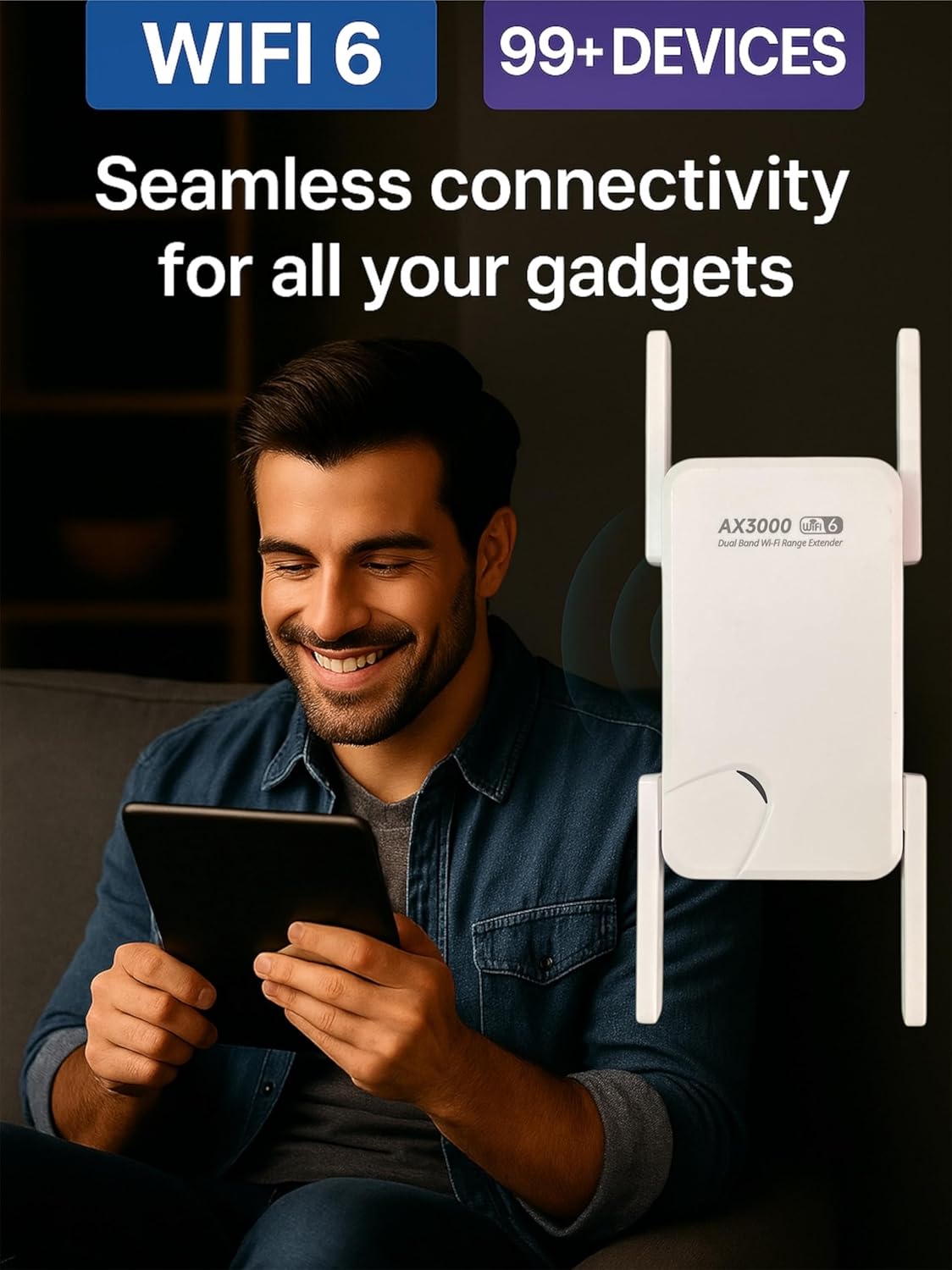 2026 AX3000 WiFi 6 Range Extender – Dual Band (2.4GHz & 5.8GHz), High-Speed WiFi Booster with Gigabit Ethernet Port, Access Point Mode, No App Needed, Long-Range Coverage, Fast and Simple Installation - Image 5