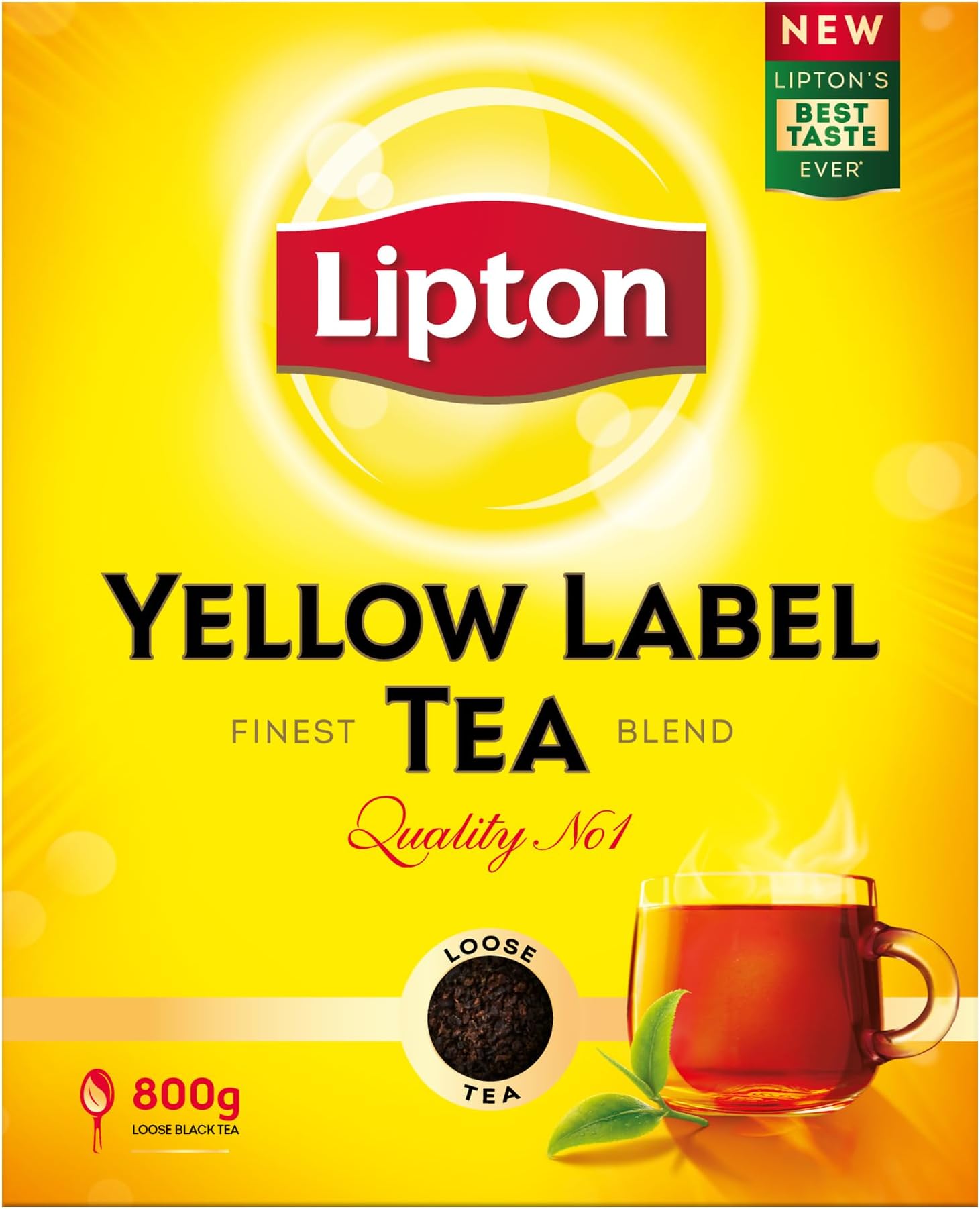Tea Yellow Label, Black Tea, 800g Lipton Loose Tea, Rich Natural Taste Loose Tea, Sun-Ripened Tea Leaves