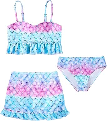 2-teiliges Meerjungfrau Bikini Set Für Mädchen - Nixenschwanz Badeoutfit | Polyester Elasthan
