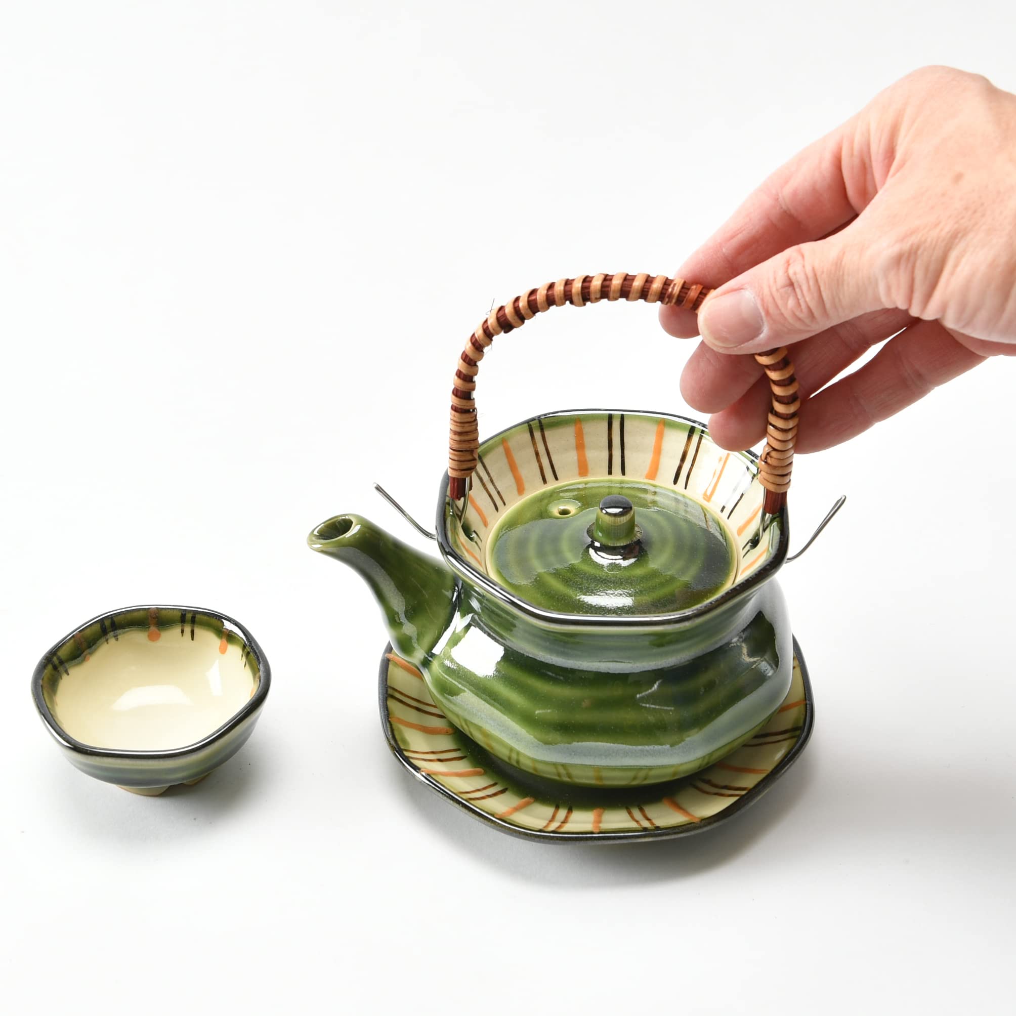 Amazon.co.jp: 織部十草 土瓶むし [ 13 x 7cm 250㏄ 490g ] 【 土瓶