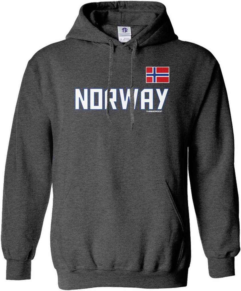 Threadrock Men's Norway National Pride Hoodie Sweatshirt