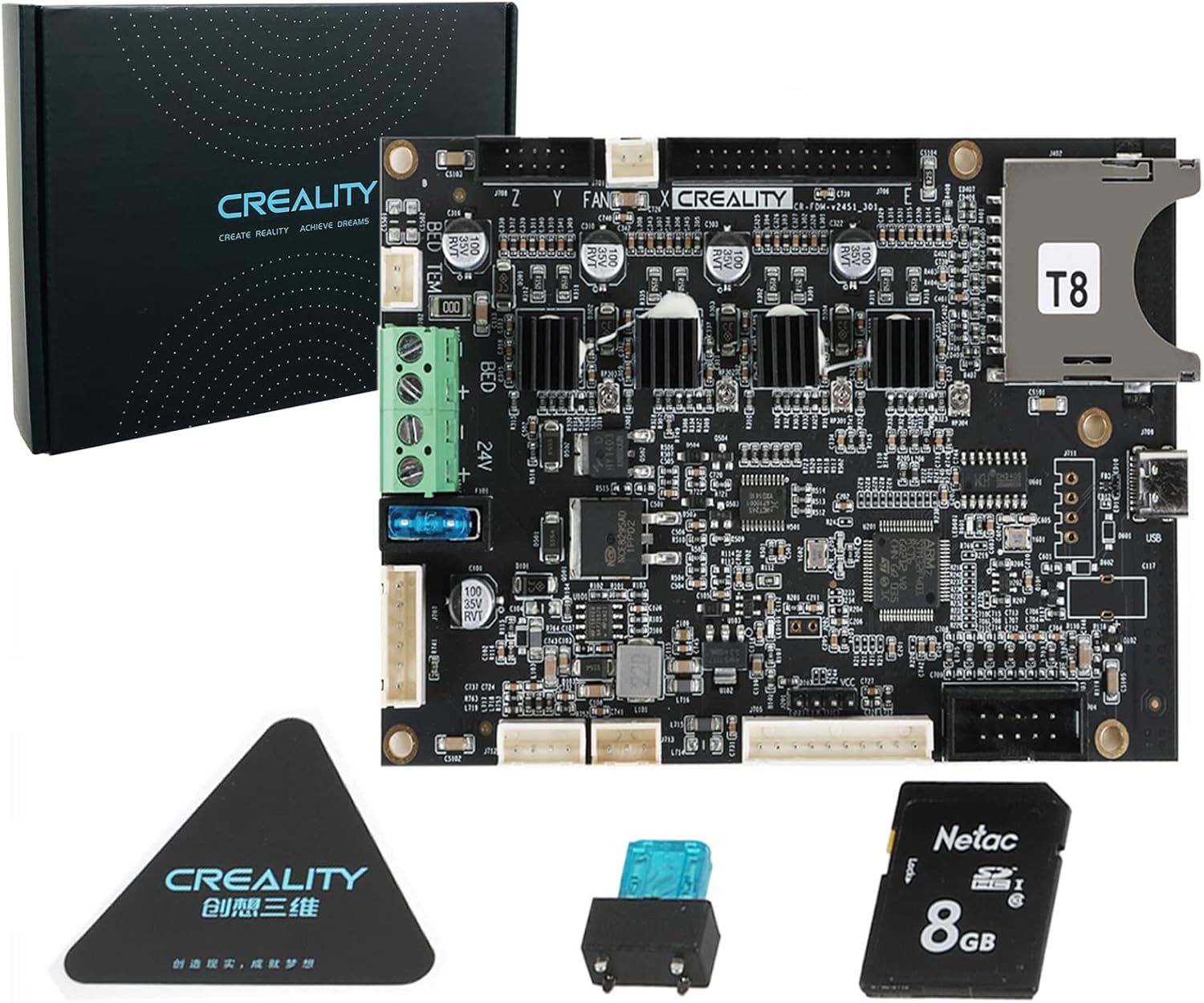 Creality Upgrade Ender 3 S1 Mainboard, 32 Bit Silent Mainboard, V2.4 Silent Board with TMC2208 Drivers, Including 8GB SD Card, Board Fuse. Just Fit for Ender 3 S1 and Ender 3 S1 Pro 3D Printer