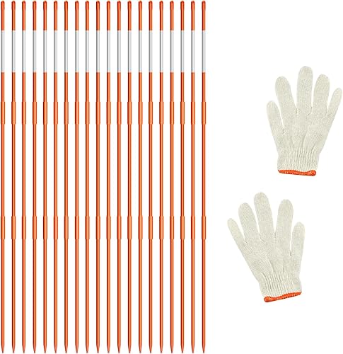 20 marcadores de entrada postes reflectantes de entrada de 4 pies estacas de nieve de fibra de vidrio naranja con cinta reflectante para una fácil