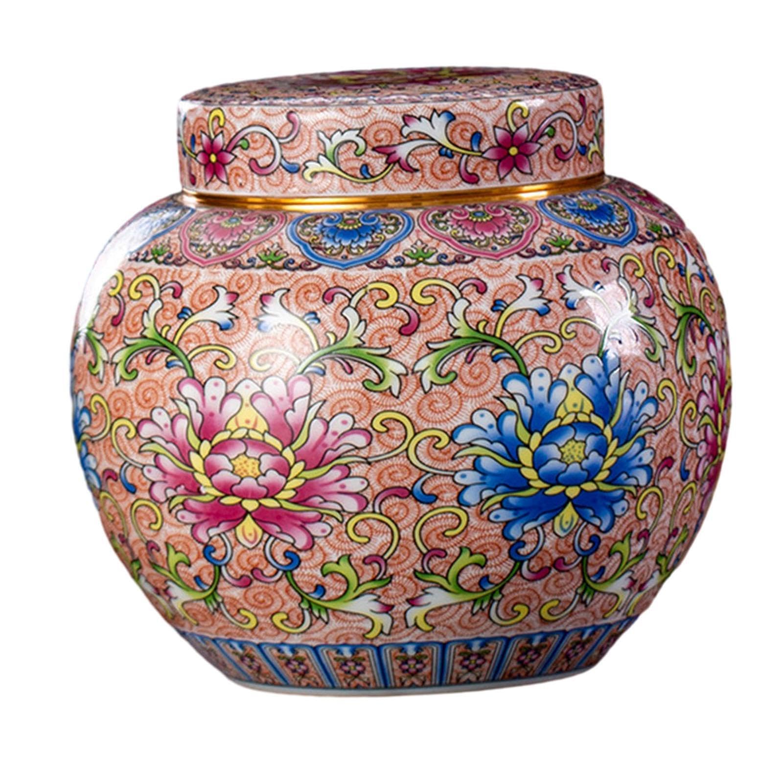 PIXZCSA Traditional Style Tea Storage Jar – Showcase With Elegance Enamel Portable And Farmhouses. Canister Storage Bottle Jar Ceramic Desktop