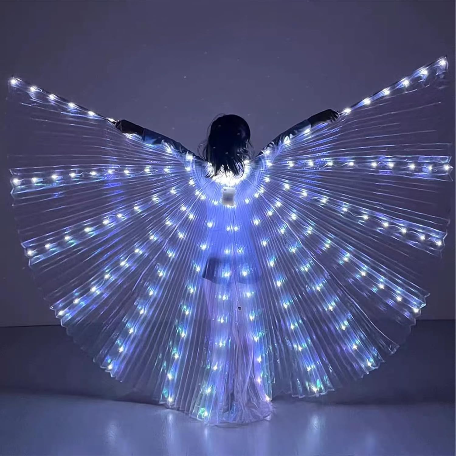 Light Up Fairy Wings Adult Women, LED Cape for Girls, Perfect for Party Carnival Halloween Belly Dance