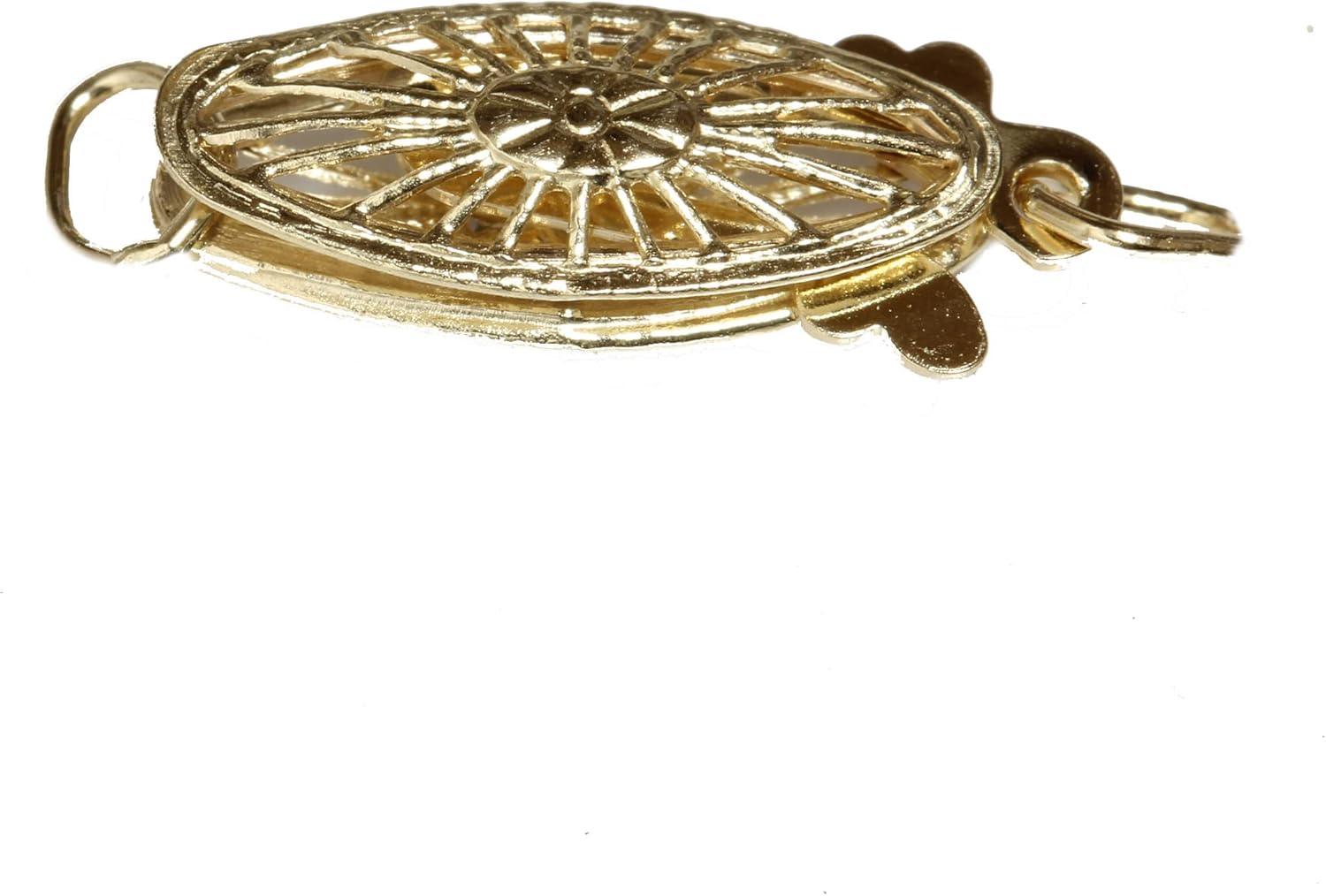 Solid 14kt Filigree Fish Hook Clasp Yellow Gold for Pearls or Beads Single Strand 15 X 5.6 X 3mm