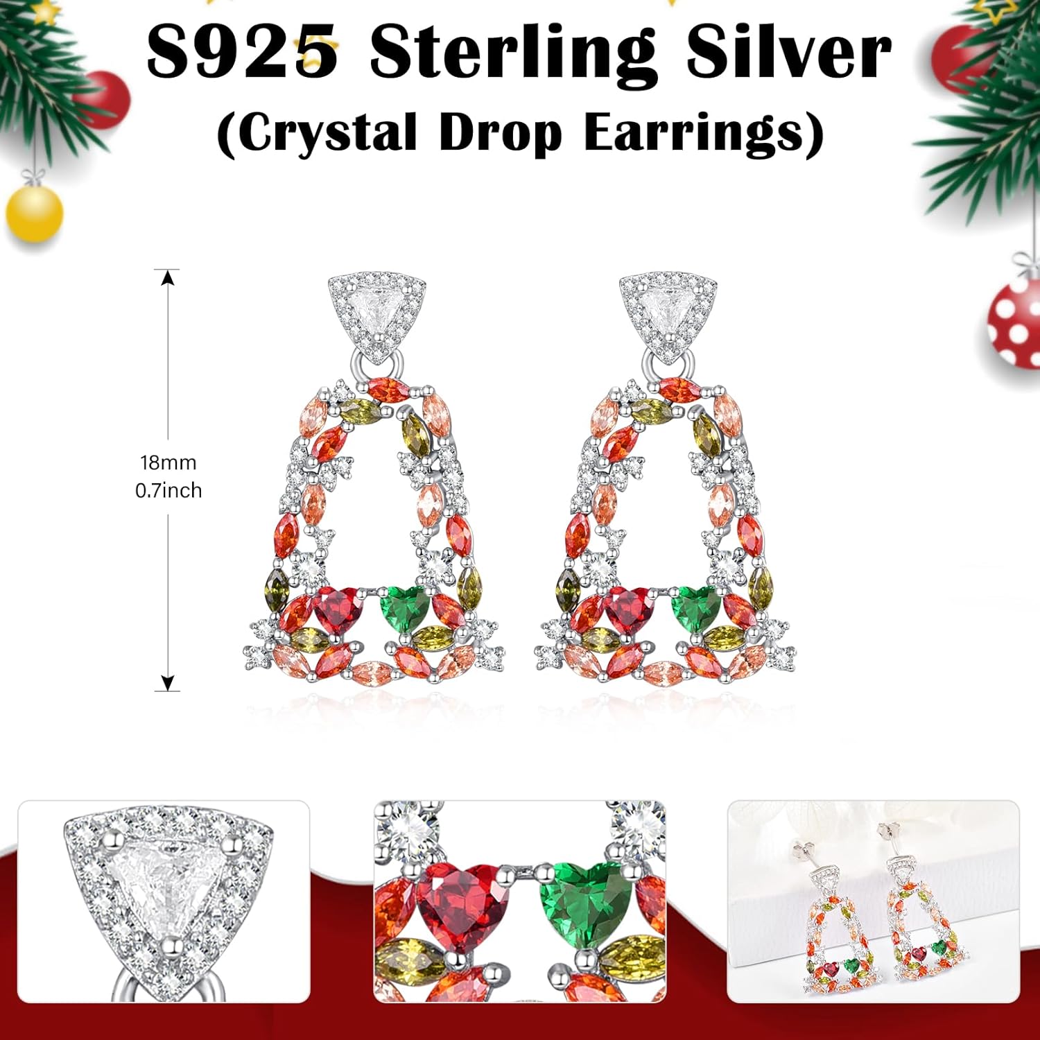 AENEAS Valentines Day Gifts for Women Christmas Earrings For Women 925 Sterling Silver Trendy Colorful Geometric Hoops Earrings Anniversary Christmas Birthday Gift for Wife Her Mom
