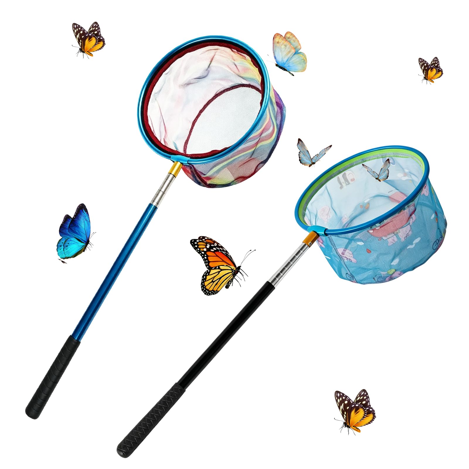 2 retini telescopici per bambini, 41,5 – 148 cm, retino da pesca per bambini, retino da pesca, rete a farfalla, retino da pesca, insetti, pesca, spiaggia, stagno, giardino, piscina